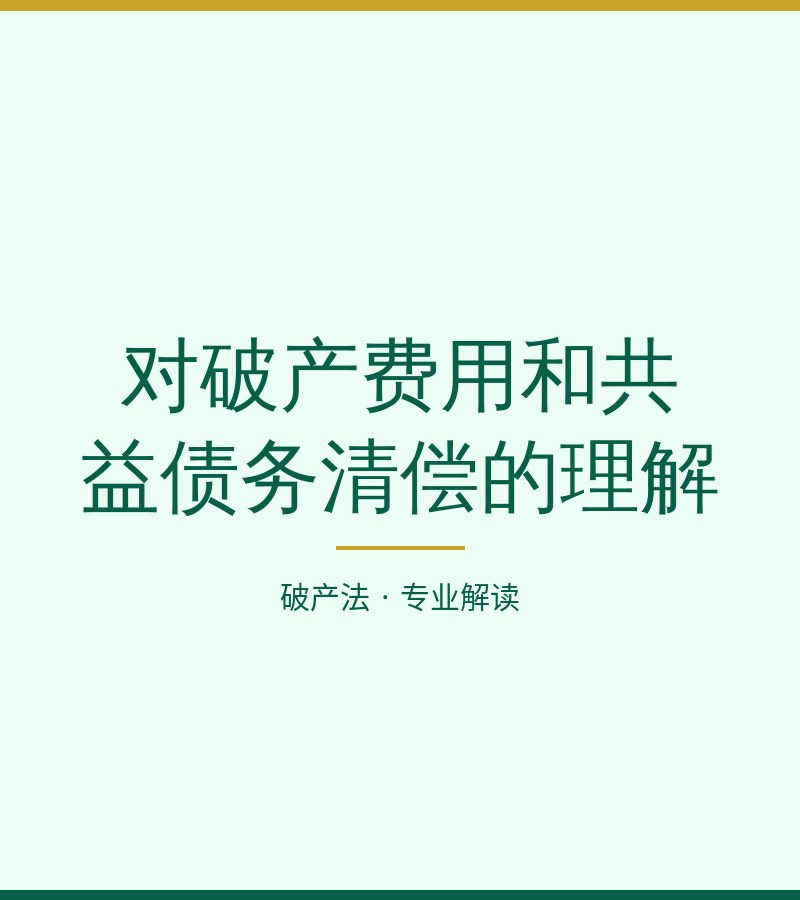 对破产费用和共益债务清偿的理解