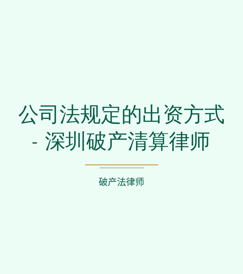 公司法规定的出资方式 - 深圳破产清算律师