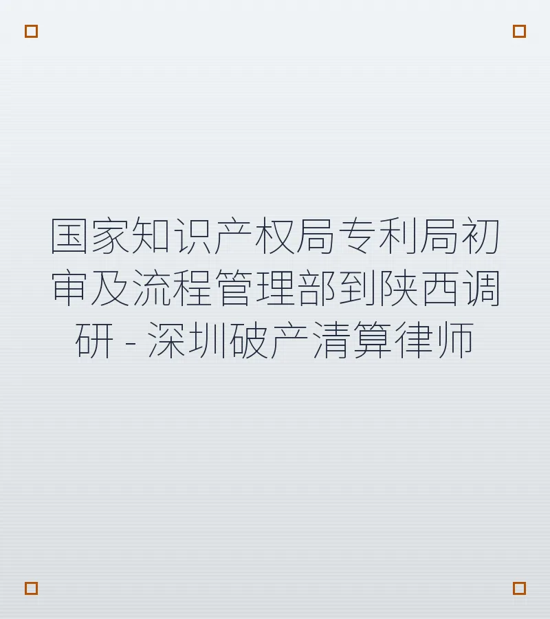 国家知识产权局专利局初审及流程管理部到陕西调研 - 深圳破产清算律师