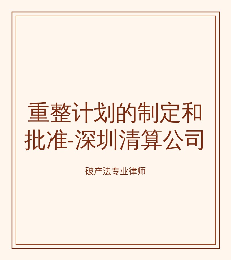 重整计划的制定和批准-深圳清算公司