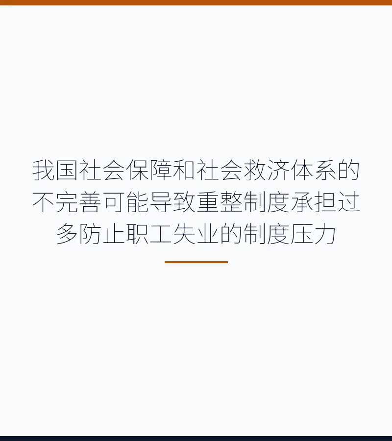 我国社会保障和社会救济体系的不完善可能导致重整制度承担过多防止职工失业的制度压力